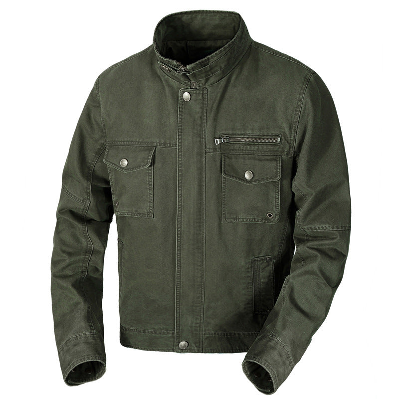 Herren schlanke Canvas-Fieldjacke mit militärischer Taschendetailierung und Stehkragen Nord Taschen