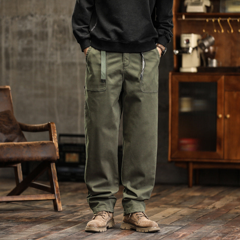 Herren Lockere Canvas-Cargohose mit Tunnelzugbund und aufgesetzten Fronttaschen Nord Taschen