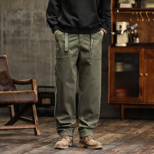 Herren Lockere Canvas-Cargohose mit Tunnelzugbund und aufgesetzten Fronttaschen Nord Taschen