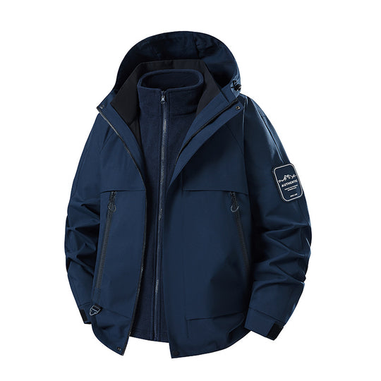 Herren multifunktionale Wasserfeste Softshell-Regenjacke mit abnehmbarer Fleece-Innenjacke Nord Taschen