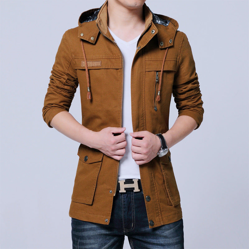 Herren Utility-Canvasjacke mit Kapuze, Reißverschluss-Front und Mehrfachtaschen Nord Taschen