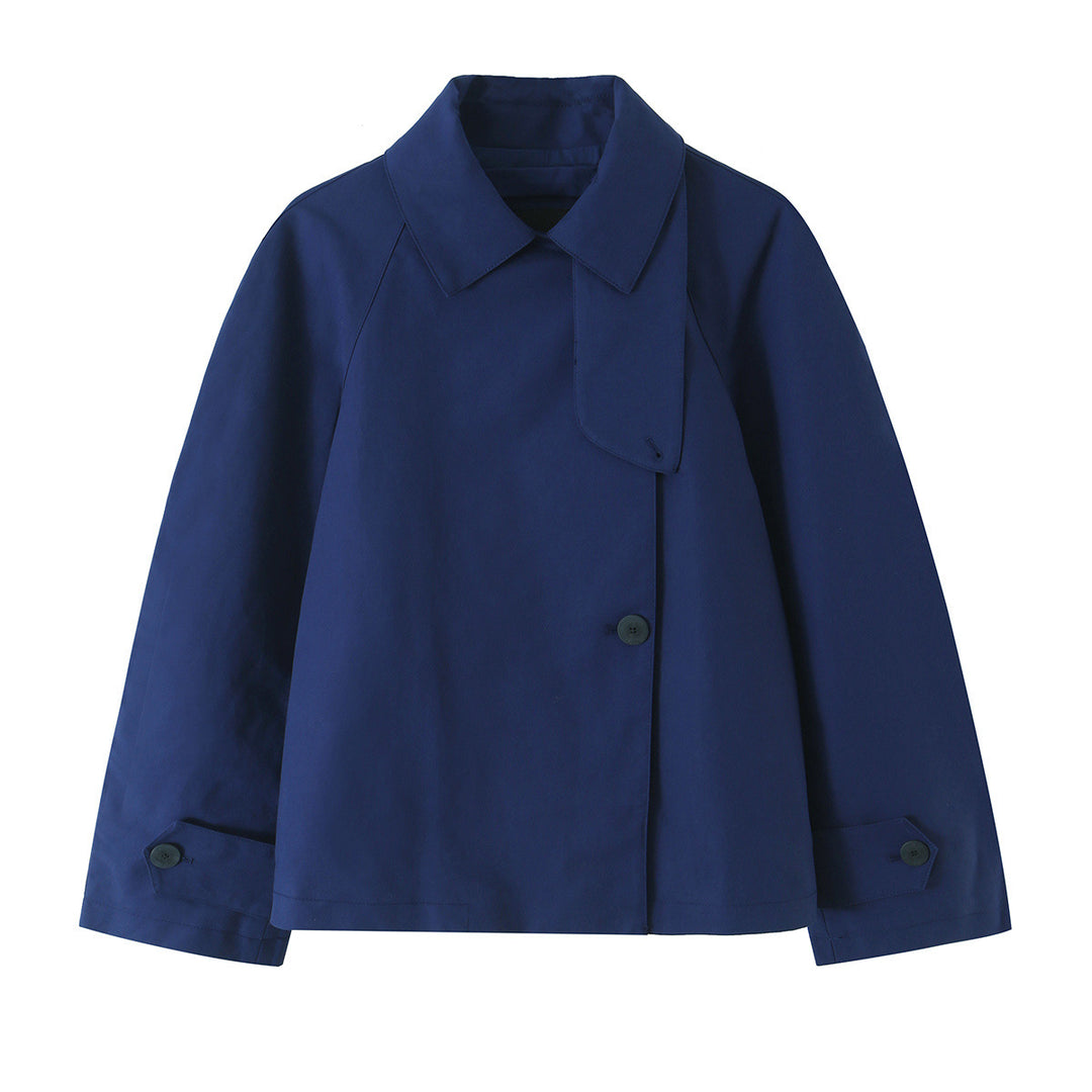 Damen Kurzjacke im Boxy‑Schnitt mit verdeckter Knopfleiste und Hemdkragen Nord Taschen