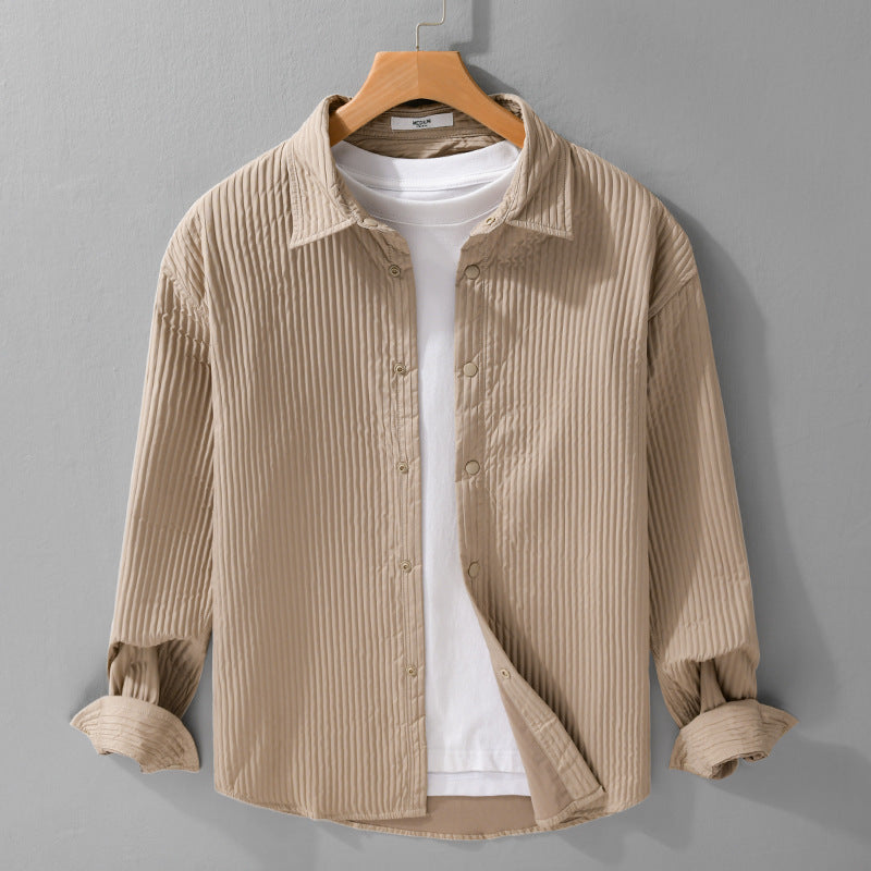 Herren Gestepptes Overshirt aus leichter Baumwollstruktur mit Druckknopfleiste Nord Taschen
