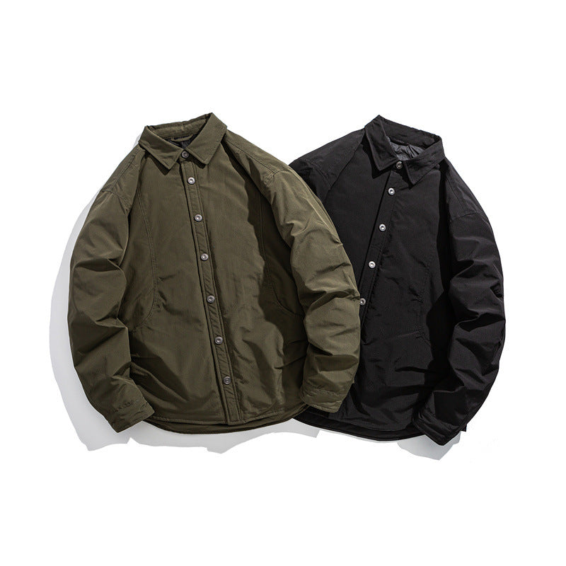 Herren Leicht wattierte Overshirt-Jacke mit Hemdkragen und Druckknopfblende Nord Taschen