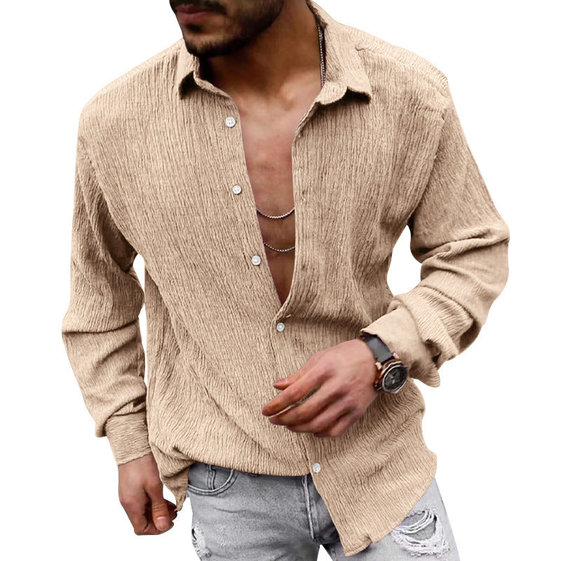 Herren lässiges Langarmhemd mit strukturiertem GewNord Taschene und modernem Look