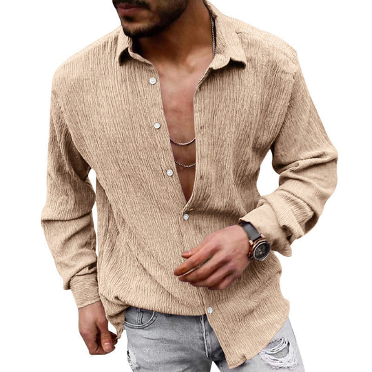 Herren lässiges Langarmhemd mit strukturiertem GewNord Taschene und modernem Look