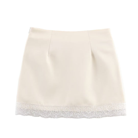 Damen eleganter Rock mit Spitzenbesatz