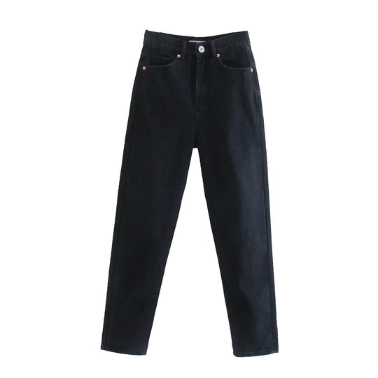 Damen Hochtaillierte Denim-Jeans mit konisch zulaufendem Bein Nord Taschen