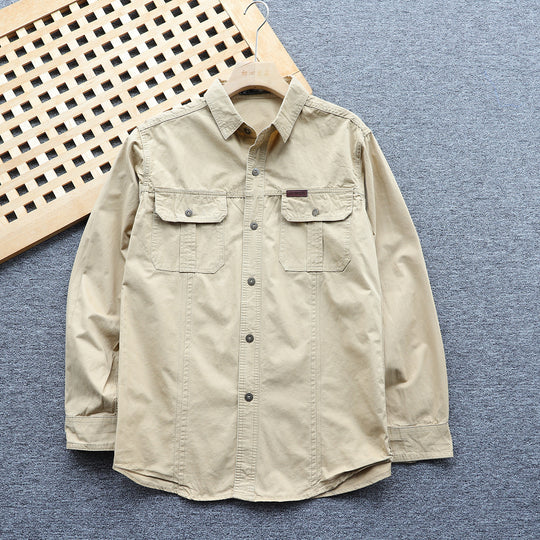Herren Hemdjacke aus Baumwoll-Twill mit Brustklappen und Knopfleiste Nord Taschen