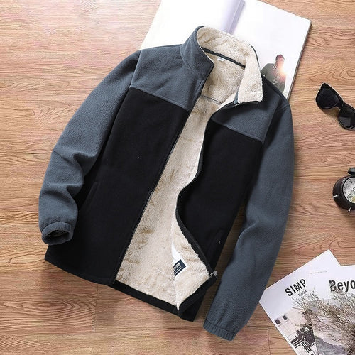 Herren Zweifarbige Fleece-Übergangsjacke mit Stehkragen, Reißverschluss & Eingrifftaschen Nord Taschen