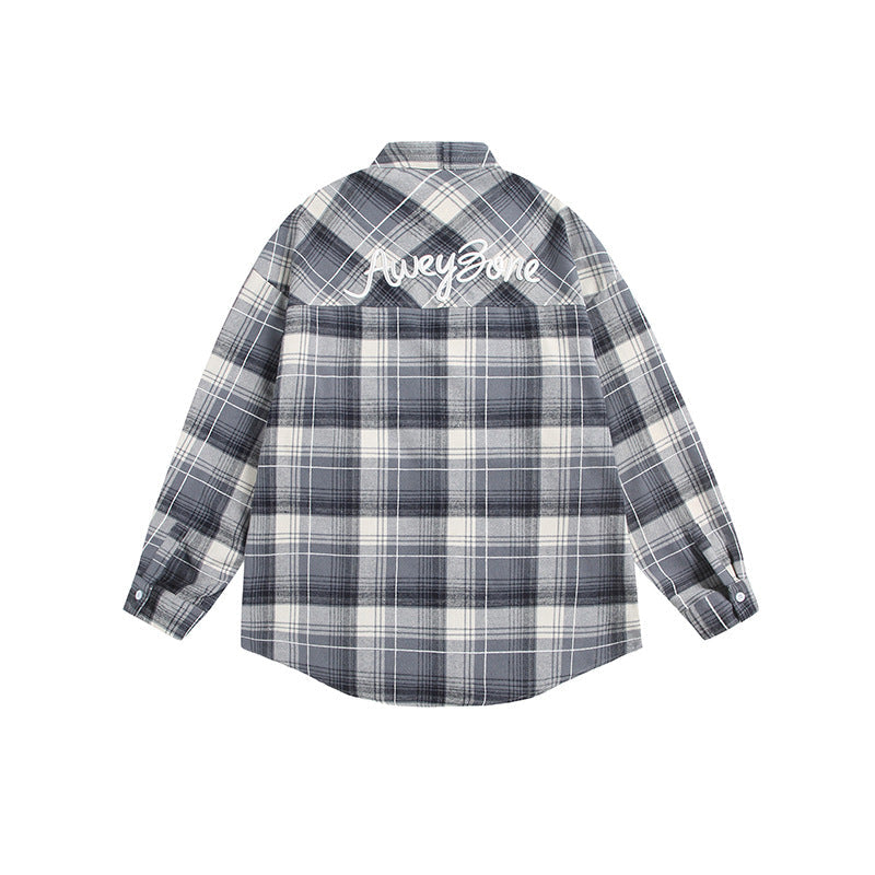 Damen Oversize Karo-Hemdjacke mit Kimono‑Schnitt, Tunnelzugbändern und aufgesetzten Taschen Nord Taschen