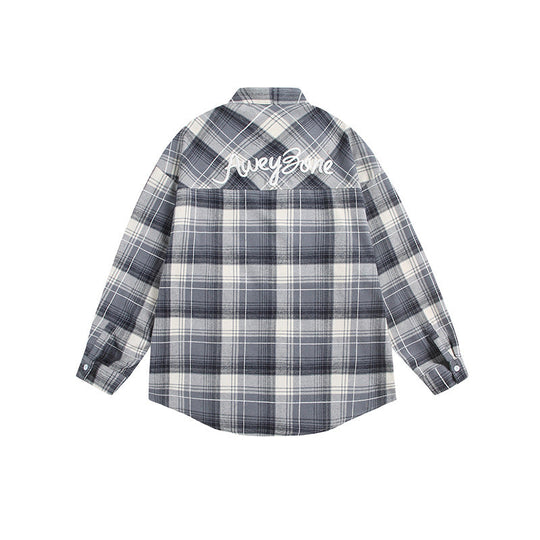 Damen Oversize Karo-Hemdjacke mit Kimono‑Schnitt, Tunnelzugbändern und aufgesetzten Taschen Nord Taschen