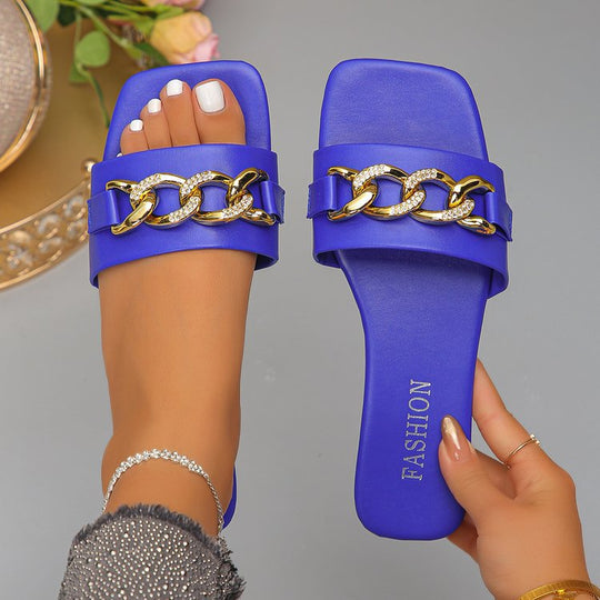 Damen Komfortable Sandalen mit funkelndem Kettenakzent