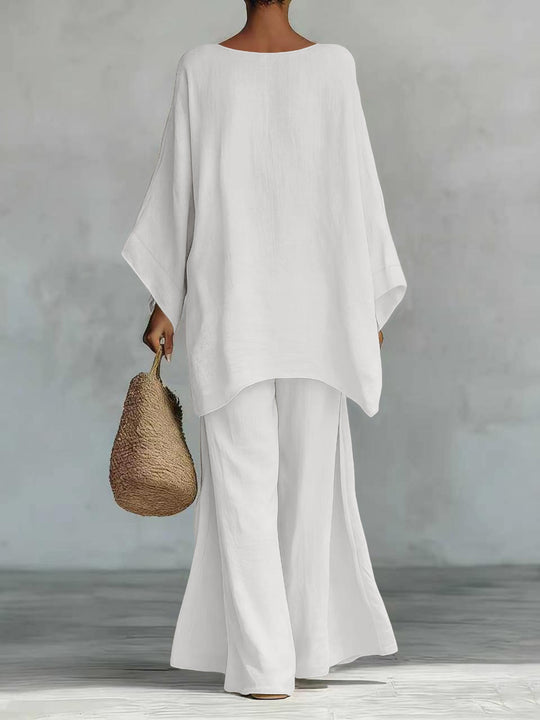 Damen Lässiges Oversize-Kaftanoberteil mit weiten Palazzohosen Nord Taschen