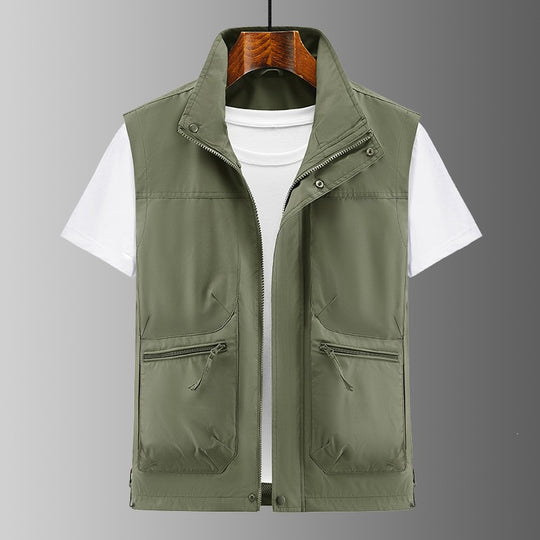 Herren Leichte Utility‑Weste mit Stehkragen, Reißverschlusstaschen & verstellbarem Saum Nord Taschen