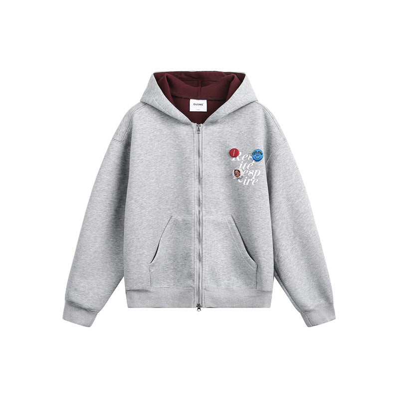 Unisex Kapuzen‑Sweatjacke mit Print‑Badges und Zweiwege‑Reißverschluss Nord Taschen