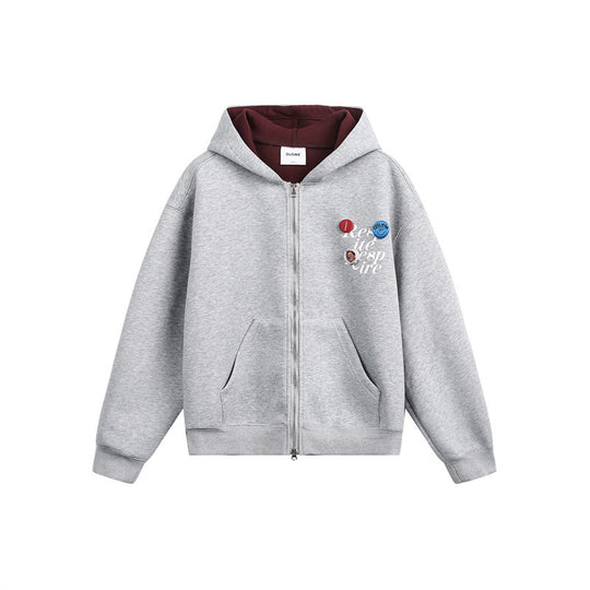 Unisex Kapuzen‑Sweatjacke mit Print‑Badges und Zweiwege‑Reißverschluss Nord Taschen