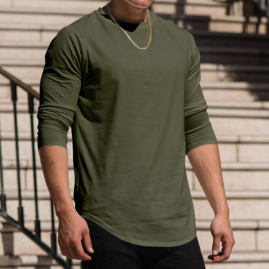 Herren Langarmshirt mit verlängertem Rundsaum und schmalem Schnitt aus elastischem Funktionsjersey Nord Taschen