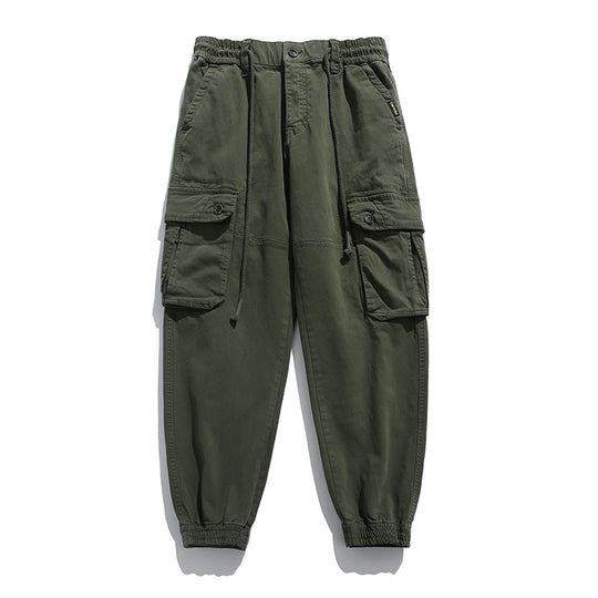 Herren Weiche Baumwoll-Utility-Cargohose im Joggerstil mit elastischem Bund und großvolumigen Klappentaschen Nord Taschen
