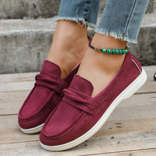 Damen Slip-On-Loafer aus Veloursimitat mit gepolstertem Fußbett Nord Taschen