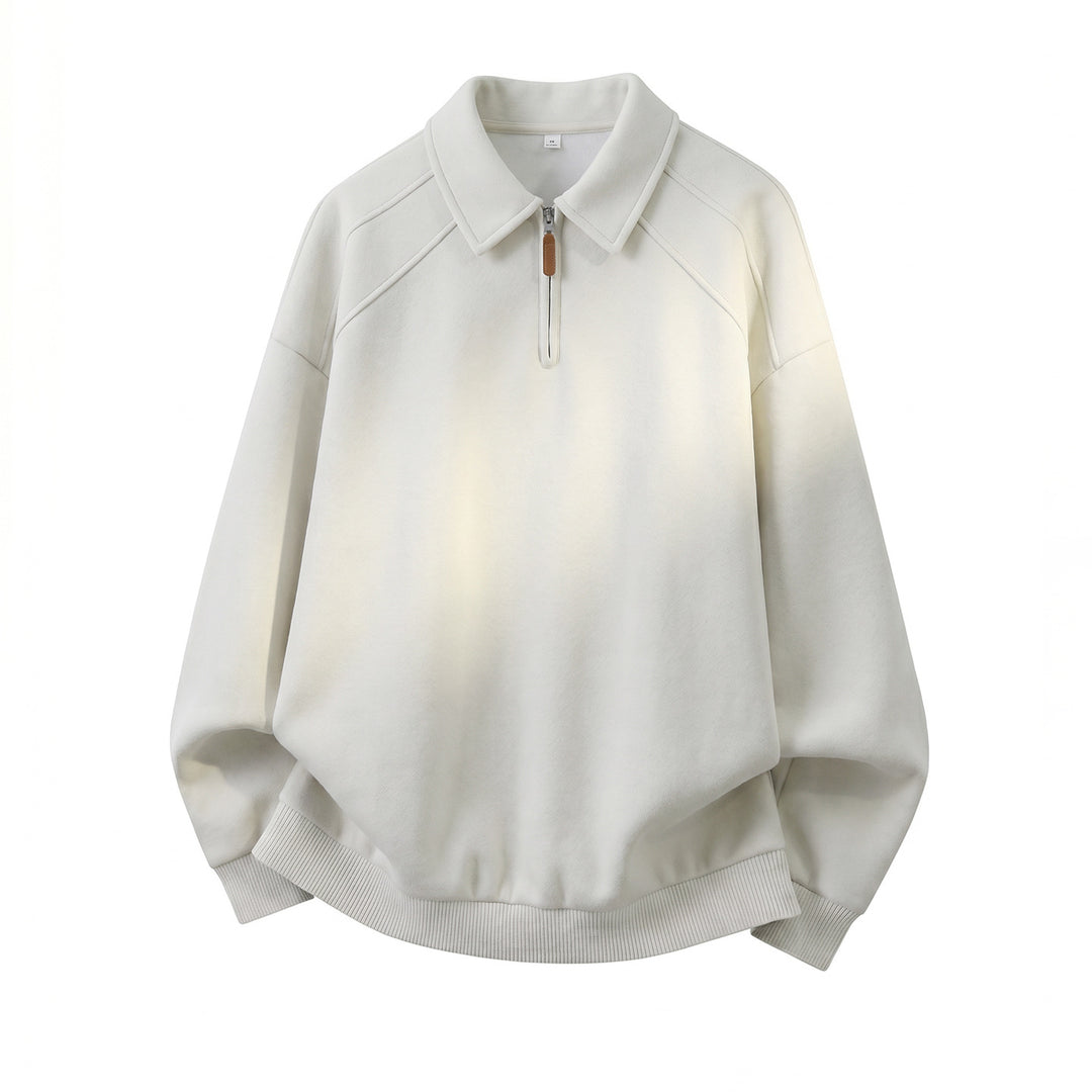 Unisex Relaxed-Sweatshirt im Polo-Look mit Polo‑Kragen, kurzem Reißverschluss und Raglanärmeln Nord Taschen