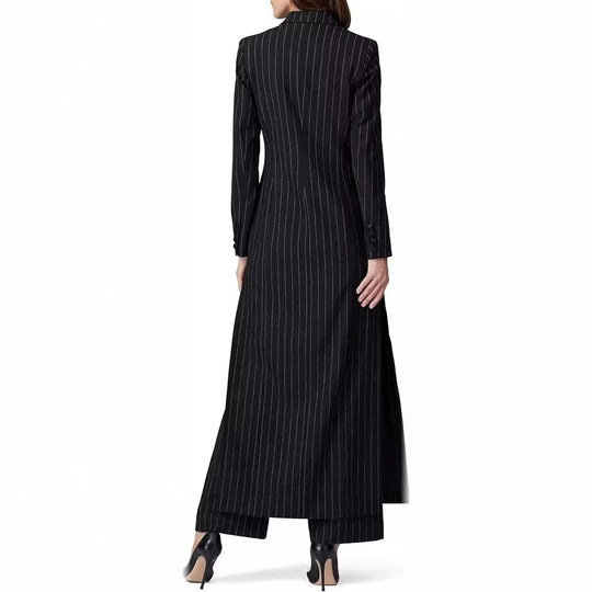 Damen Longline-Blazer-Mantel mit Nadelstreifen, taillierter Silhouette und Pattentaschen Nord Taschen