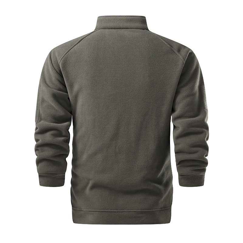 Herren Taktischer Microfleece-Troyer mit hohem Stehkragen, Ärmel‑Zipfach und Raglanärmeln Nord Taschen
