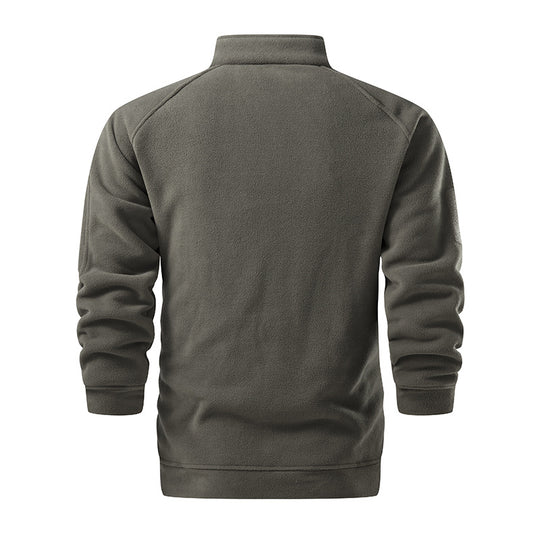 Herren Taktischer Microfleece-Troyer mit hohem Stehkragen, Ärmel‑Zipfach und Raglanärmeln Nord Taschen