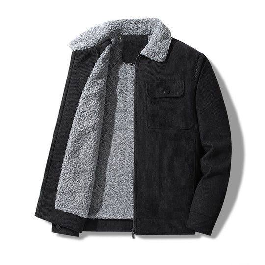 Herren Kord-Workjacke mit Sherpa-Kragen, verdecktem Reißverschluss und Multifach-Brusttaschen Nord Taschen