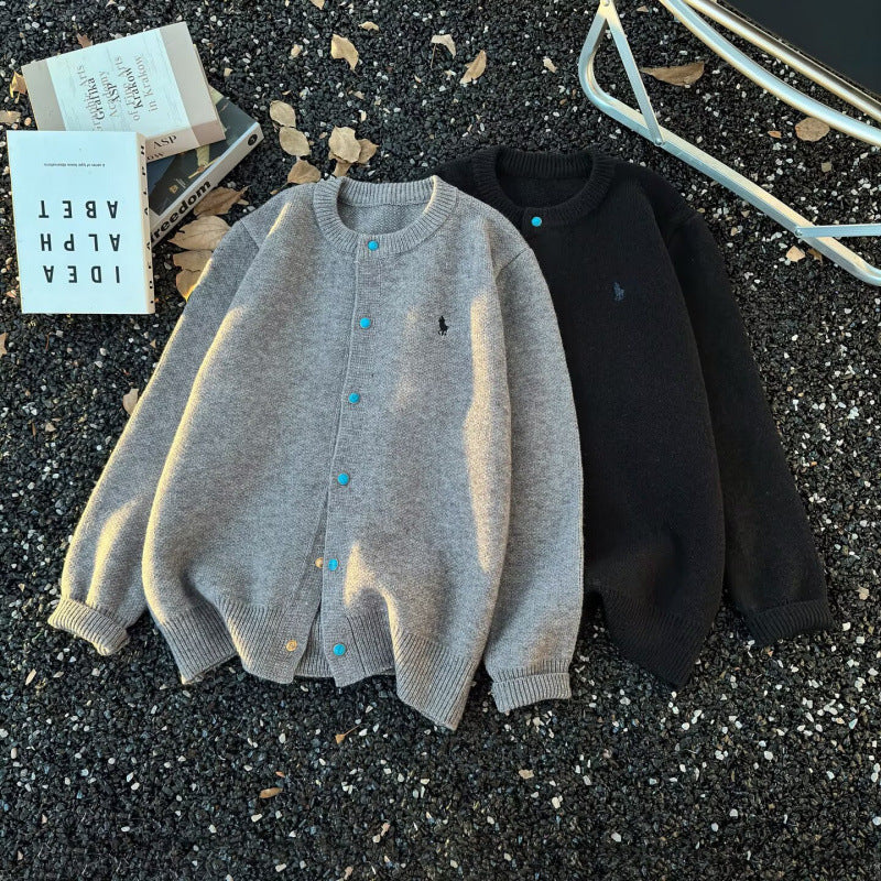 Unisex Oversize-Strickjacke mit Druckknopfleiste, geripptem Saum und Melange-Optik Nord Taschen