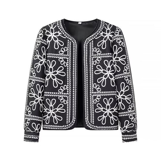 Damen Offene Blazerjacke mit floralem Allover-Print, Rundhalsausschnitt und femininer Passform Nord Taschen