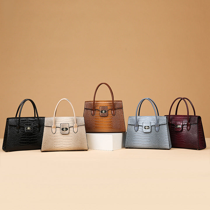 Damen elegante Handtasche mit Struktur und goldener Schnalle Nord Taschen