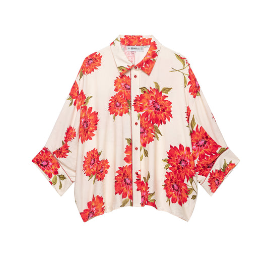Damen Kimono-Blusenjacke mit übergroßem Schnitt und Blumenprint Nord Taschen