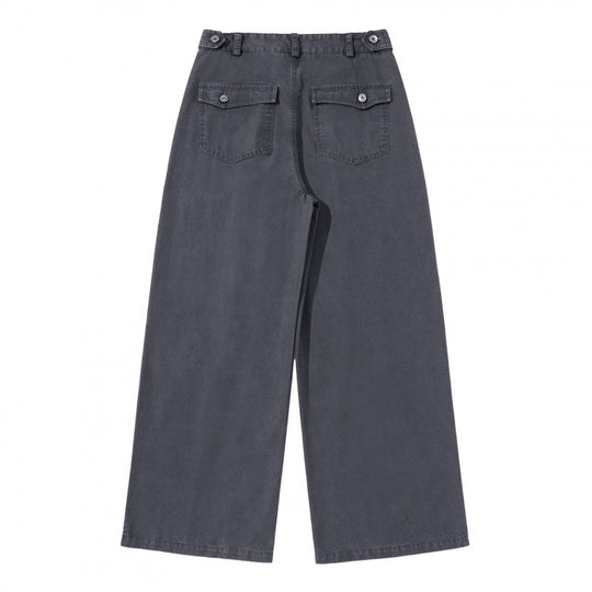 Damen Weite Bundfalten-Hose mit hoher Taille und weitem Bein Nord Taschen