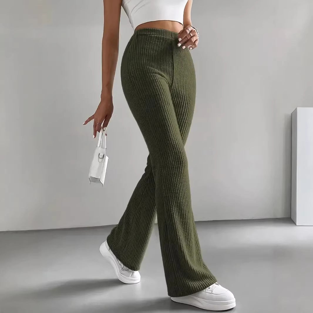 Damen Lässige und elegante Ripp-Optik Hose Nord Taschen