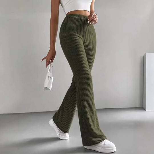 Damen Lässige und elegante Ripp-Optik Hose Nord Taschen