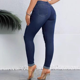 Damen High-Waist Skinny-Jeans mit abgestuftem Destroyed-Look und Sculpting-Fit Nord Taschen
