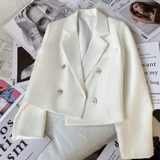 Damen Modischer Kurzblazer mit doppelt geknöpften Details Nord Taschen