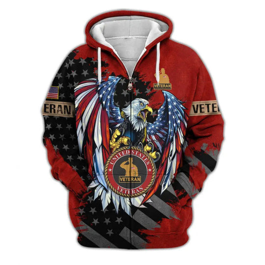 Herren Kapuzensweater mit amerikanischem Veteranenmotiv Nord Taschen