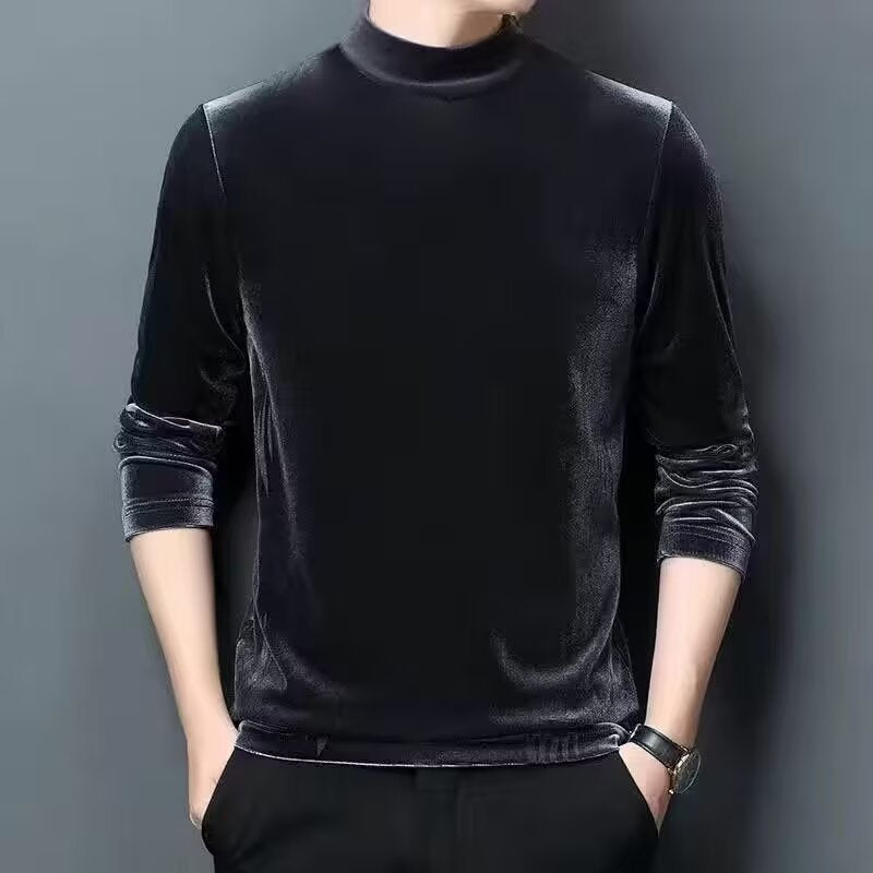 Herren Feiner Samt-Halbrollkragenpullover Slim-Fit Nord Taschen