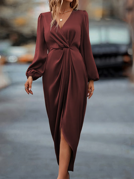 Elegantes Wickelkleid Damen Midi