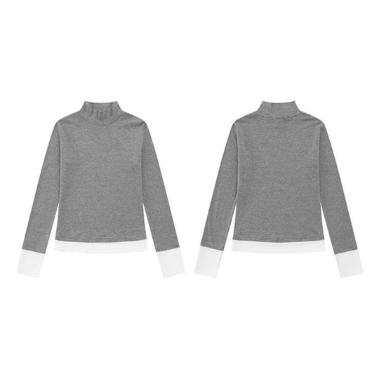 Damen Rollkragen-Langarmshirt mit Kontrastabschlüssen Nord Taschen