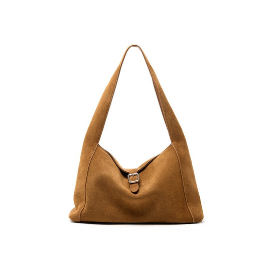 Damen Hobo-Tasche aus hochwertigem Wildleder mit eleganter Bügelschließe Nord Taschen