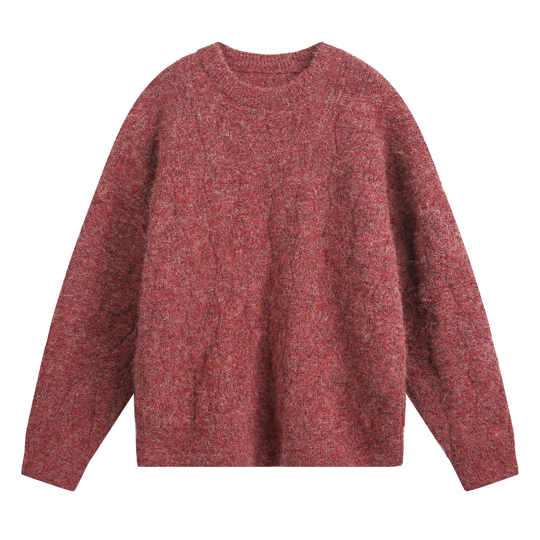 Unisex Oversize Zopfmuster-Strickpullover mit Rundhals und texturierter Struktur Nord Taschen