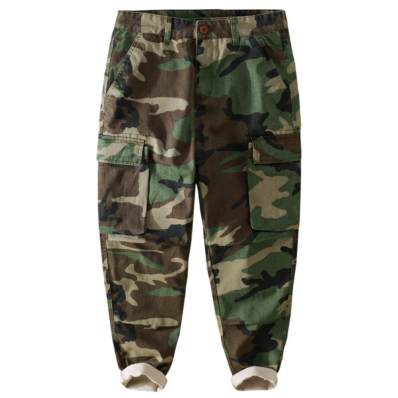 Herren Slim-Tapered Cargohose im Military-Stil mit Gummibündchen und Klappentaschen Nord Taschen