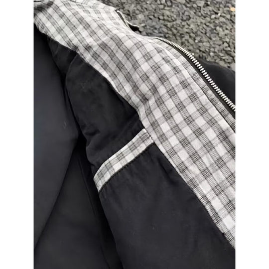 Herren urbane Bomberjacke mit karierter Innenfütterung und Reißverschlusstaschen Nord Taschen