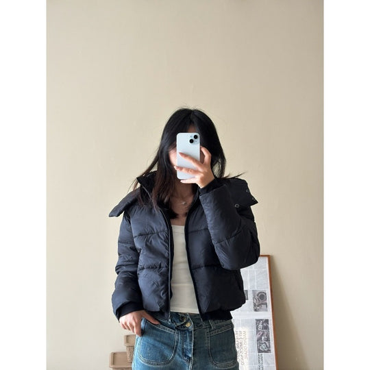 Damen Kurze Stepp-Cropped-Jacke mit breitem Umlegekragen Nord Taschen
