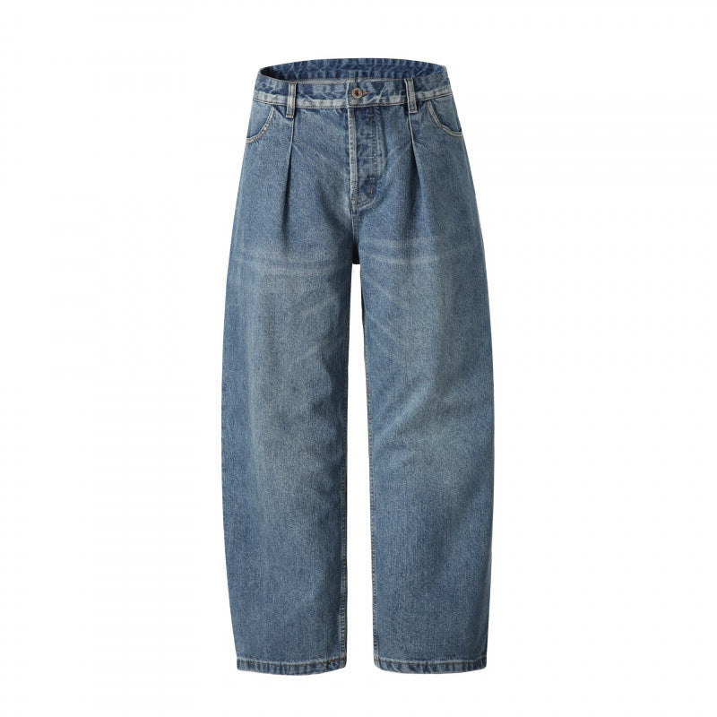 Damen Hochtaillierte Jeans mit Bundfalte, geradem Schnitt und weitem Bein Nord Taschen