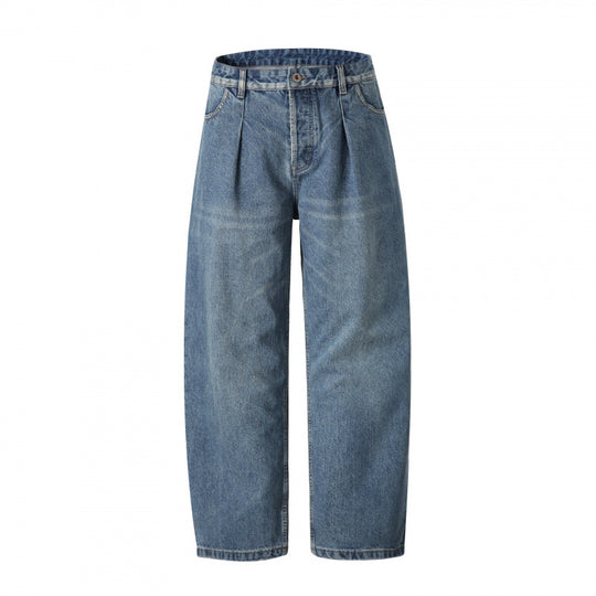 Damen Hochtaillierte Jeans mit Bundfalte, geradem Schnitt und weitem Bein Nord Taschen