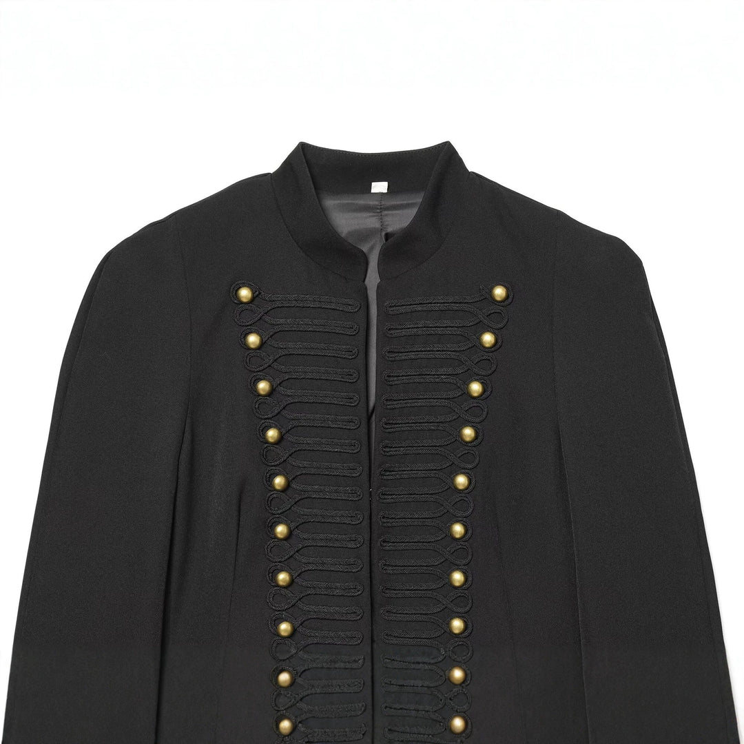 Damen Kurzer Feldblazer mit Stehkragen, Kordelverzierung und Messingknöpfen Nord Taschen